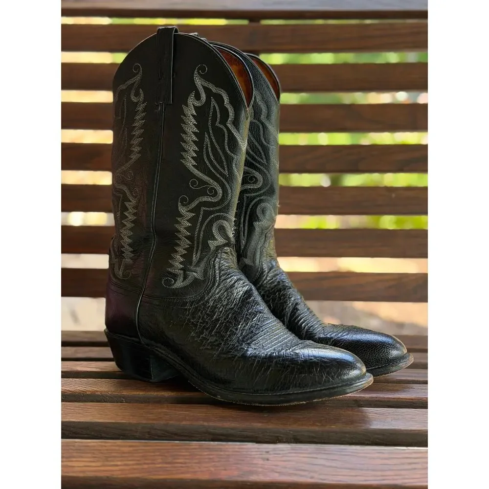Lucchese 1883 Men's Black Leather Boots Size 10 2E VGC